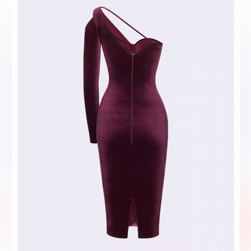 🛑Poem Bangkok Burgundy One-Shoulder Dress - Picture 5 of 5